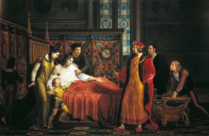 Karel VIII bezoekt de stervende Gian Galeazzo Sforza in het Kasteel van Pavia