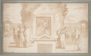De vrouwen bij het graf van Christus en Noli me tangere door Pellegrino Tibaldi