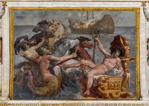 Neptunus en het schip van Odysseus (detail) door Pellegrino Tibaldi
