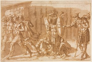 Overwinnende soldaten met trofee, 1550s door Pellegrino Tibaldi
