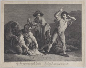 Een groep mensen aan het gokken door Pellegrino dal Colle