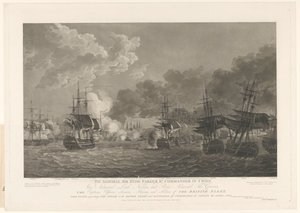 Gezicht van de zeeslag bij Kopenhagen, 1801