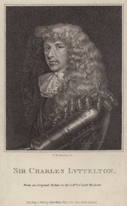 Sir Charles Lyttelton, Engelse politicus en koloniaal gouverneur van Jamaica (gravure)
