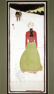 Dame golfer in historische kleding