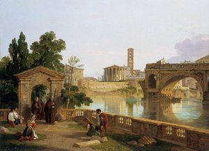 De Tiber met de tempel van Vesta door Penry Williams