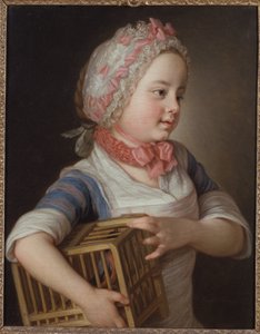 Meisje met vink in een kooi door Per Krafft