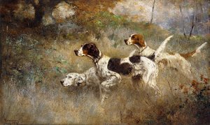 De Drie Setters, Bob, Bill en Ginger op een Drievoudig Punt door Percival Leonard Rosseau