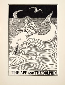 De aap en de dolfijn, uit Honderd fabels van Aesopus, uitgegeven 1903