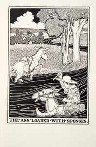 De ezel beladen met sponzen, uit Fontaine Fabels, uitgegeven 1905