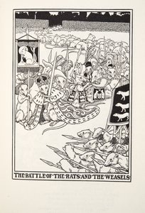De Slag van de Ratten en de Wezels, uit Fontaine Fabels, uitgegeven 1905 door Percy J. Billingshurst