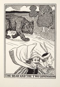 De beer en de twee metgezellen, uit Fontaine Fabels, uitgegeven 1905 (gravure) door Percy J. Billingshurst