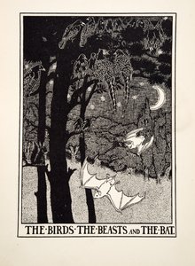 De vogels, de beesten en de vleermuis, uit A Hundred Fables of Aesop, uitgegeven 1903 (gravure) door Percy J. Billingshurst