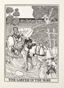 De voerman in de modder, uit Fontaine Fabels, pub. 1905 door Percy J. Billingshurst