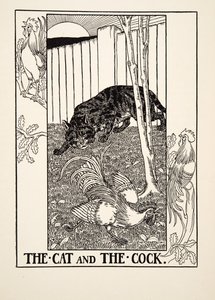 De kat en de haan, uit Honderd fabels van Aesopus