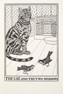 De Kat en de Twee Mussen, uit Fontaine Fabels, uitgegeven 1905