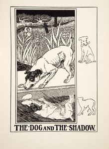 De hond en de schaduw, uit Honderd fabels van Aesopus