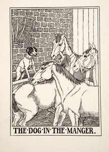 De hond in de kribbe, uit Honderd fabels van Aesopus