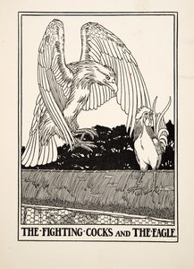 De vechtende hanen en de adelaar, uit Honderd fabels van Aesopus, uitgegeven 1903