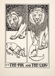 De vos en de leeuw, uit Honderd fabels van Aesopus, pub. 1903