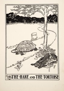 De haas en de schildpad, uit Honderd fabels van Aesopus, uitgegeven 1903
