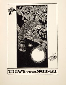 De havik en de nachtegaal, uit Honderd fabels van Aesopus, uitgegeven 1903