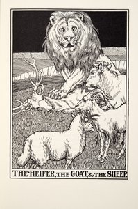 De vaars, de geit en het schaap, uit Fontaine Fabels, uitgegeven 1905