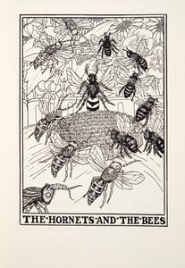 De Horzels en de Bijen, uit Fontaine Fabels, uitgegeven 1905 (gravure) door Percy J. Billingshurst