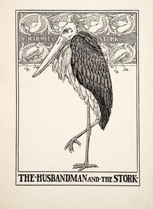 De boer en de ooievaar, uit Honderd fabels van Aesopus door Percy J. Billingshurst