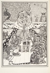 De Leeuw en zijn Metgezellen, Frontispice, uit Fontaine Fabels, uitgegeven 1905