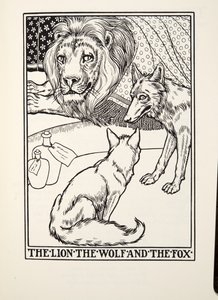 De Leeuw, de Wolf en de Vos, uit Fontaine Fabels, uitgegeven 1905