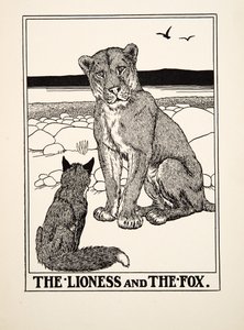 De leeuwin en de vos, uit Honderd fabels van Aesopus, uitgegeven 1903