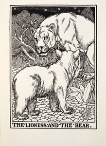 De Leeuwin en de Beer, uit Fontaine Fabels, uitgegeven 1905