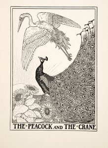 De pauw en de kraanvogel, uit Honderd fabels van Aesopus, uitgegeven 1903