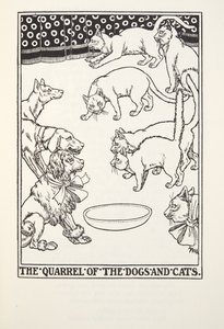 De Ruzie van de Honden en Katten, uit Fontaine Fabels, uitgegeven 1905
