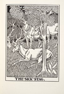 Het Zieke Hert, uit Fontaine Fabels, uitgegeven 1905 door Percy J. Billingshurst
