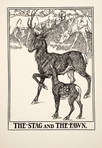 Het hert en het hertenkalf, uit Honderd fabels van Aesopus, uitgegeven 1903