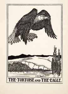 De Schildpad en de Adelaar, uit Honderd Fabels van Aesopus, uitgegeven 1903 (gravure)