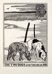 De Twee Honden en de Dode Ezel, uit Fontaine Fabels, uitgegeven 1905