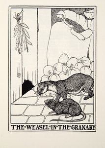 De Wezel in de Graanschuur, uit Fontaine Fabels, uitgegeven 1905