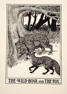 Het wilde zwijn en de vos, uit Honderd fabels van Aesopus, pub. 1903