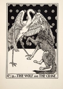 De wolf en de kraanvogel, uit Honderd fabels van Aesopus door Percy J. Billingshurst