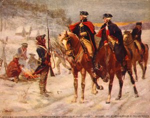 Washington en Lafayette bij Valley Forge, schilderij door Dunsmore, c. 1907 door Percy Moran
