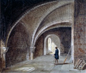 Crypte onder de kerk van St. James in de Muur, Wood Street Square, City of London, 1855 door Percy William Justyne