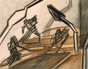 Gevecht No.2 door Percy Wyndham Lewis