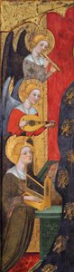 Madonna met engelen die muziek spelen (detail), ca. 1380 door Pere Serra