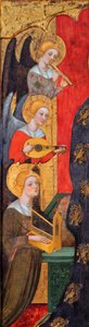 Madonna met Muziekmakende Engelen (Detail) - Schilderij van Pere Serra (actief rond 1357-1406), ca. 1380 - Tempera op paneel - Museu Nacional d