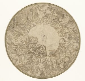 Ontwerp voor de voet van een ronde pronkschaal door Perino del Vaga (attributed to)