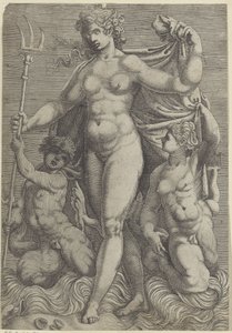 Thetis met twee tritons door Perino del Vaga