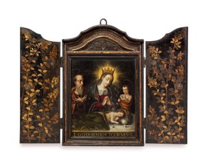 Een draagbaar christelijk heiligdom (Seigan) in opdracht van de Portugese Jezuïeten door Period Momoyama