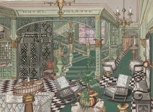 Melrose Hotel Lobby, 1880, ca. 1947 door Perkins Harnly